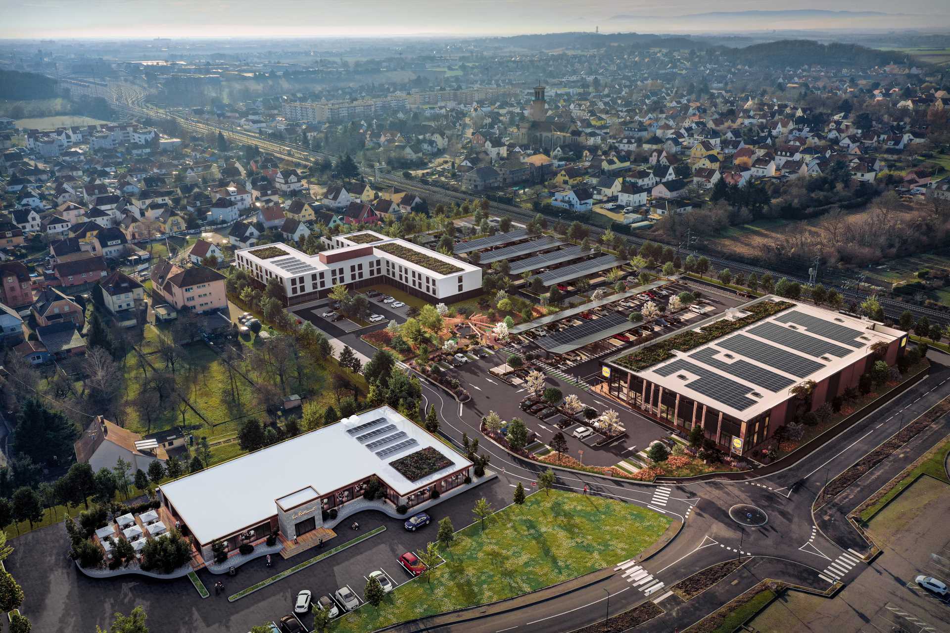 Perspective aérienne de Lampertheim 01 Perspective aérienne de Lampertheim - Alsace/Grand-Est